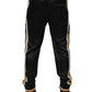 Dolce & Gabbana Black Gold Satin Crown Side Stripe Jogger Pants