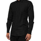 Dolce & Gabbana Black Polka Dot Cotton GOLD Men Formal Dress Shirt