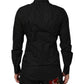 Dolce & Gabbana Black Polka Dot Cotton GOLD Men Formal Dress Shirt
