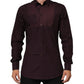 Dolce & Gabbana Maroon Cotton Collared GOLD Formal Dress Shirt