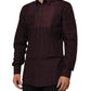 Dolce & Gabbana Maroon Cotton Collared GOLD Formal Dress Shirt