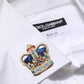 Dolce & Gabbana White Crown Collared GOLD Formal Dress  Shirt