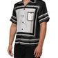 Dolce & Gabbana Black White StripeDot Print Casual Polo Shirt Mens T-Shirt