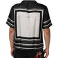 Dolce & Gabbana Black White StripeDot Print Casual Polo Shirt Mens T-Shirt