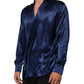 Dolce & Gabbana Blue Oversize Silk Satin Long Sleeves Shirt
