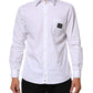 Dolce & Gabbana White Logo Plaque Collared Formal Dress  Shirt