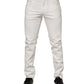Dolce & Gabbana Off White Cotton Stretch Slim Fit Denim Jeans
