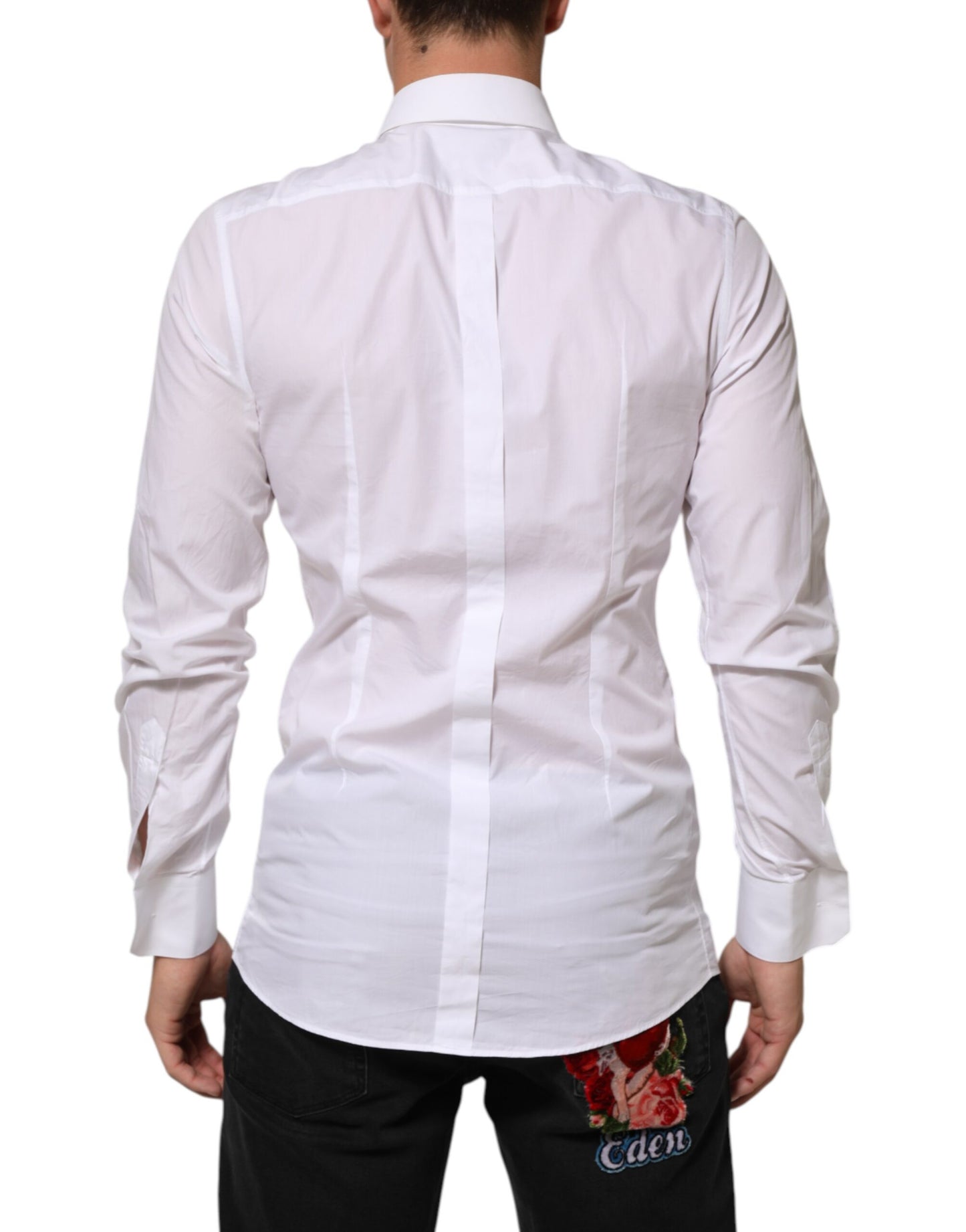 Dolce & Gabbana White Cotton GOLD DGPatch Formal Dress Shirt Mens T-Shirt