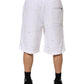 Dolce & Gabbana White Ripped Mid Waist Casual Bermuda Short Mens Shorts