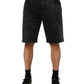 Dolce & Gabbana Black Cotton Mid Waist Denim Men Bermuda Short Mens Shorts