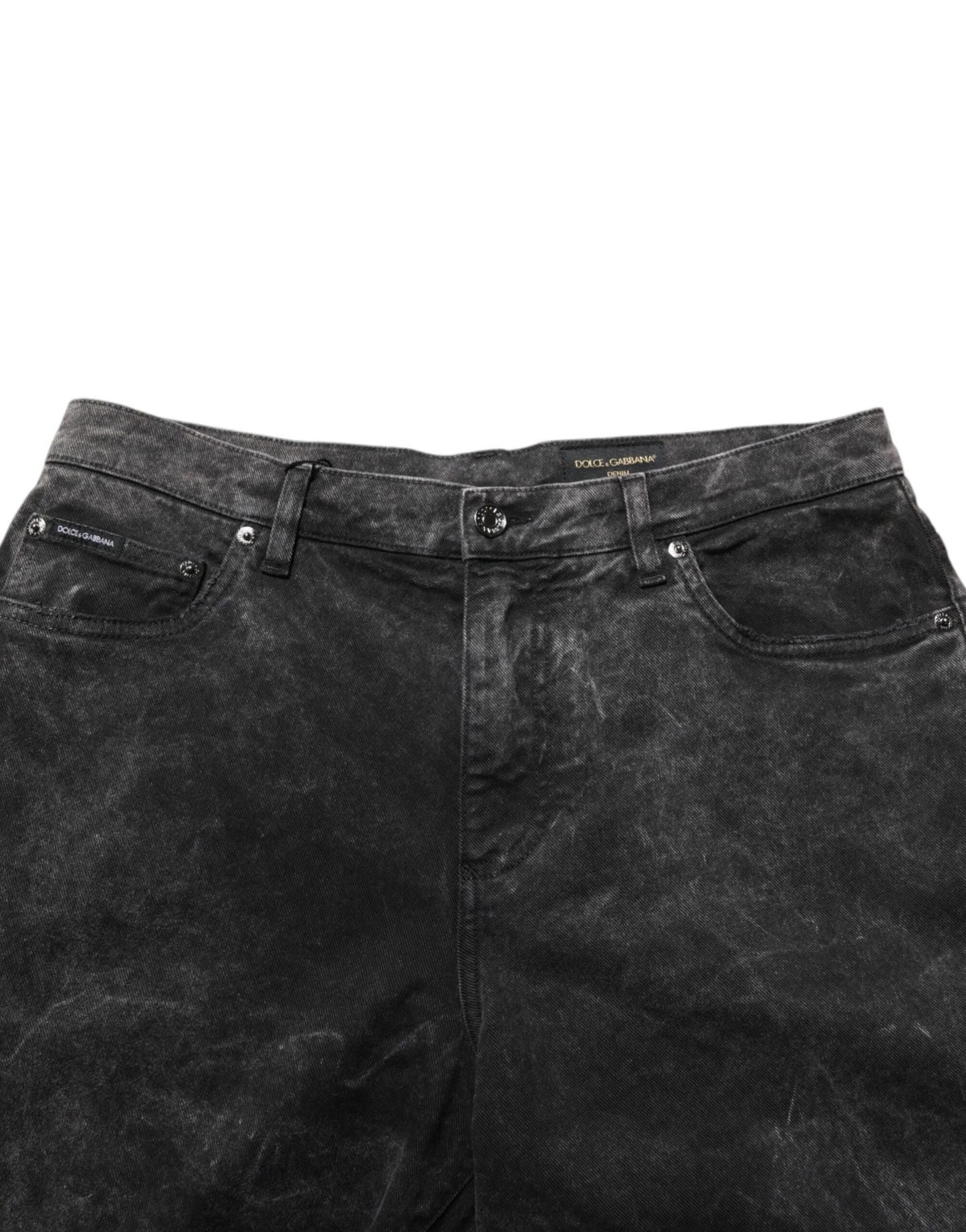 Dolce & Gabbana Black Cotton Mid Waist Denim Men Bermuda Short Mens Shorts