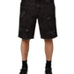 Dolce & Gabbana Black Cotton Tattered Denim Men Bermuda Short Mens Shorts