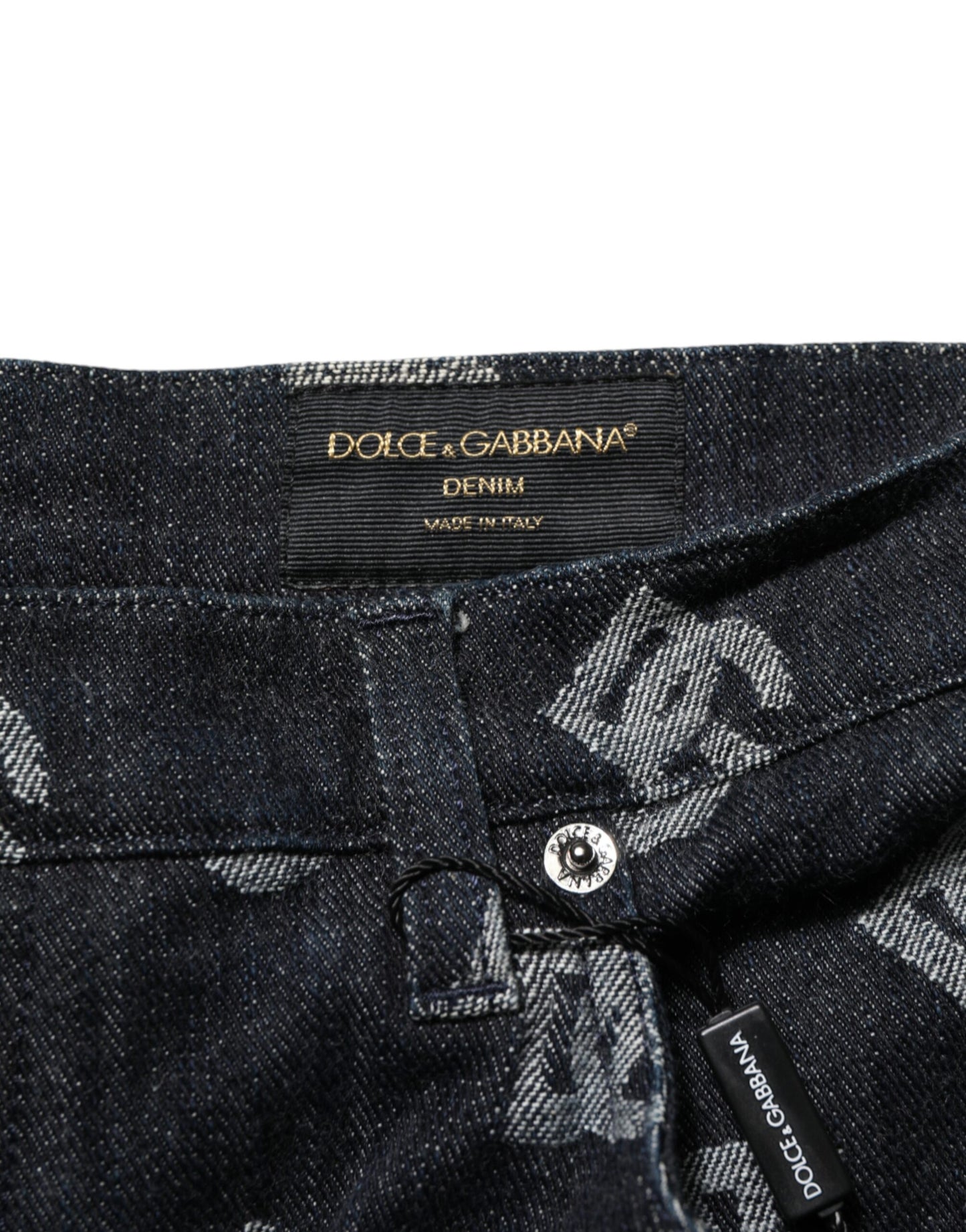 Dolce & Gabbana Black Monogram Denim Cargo Men Bermuda Short Mens Shorts