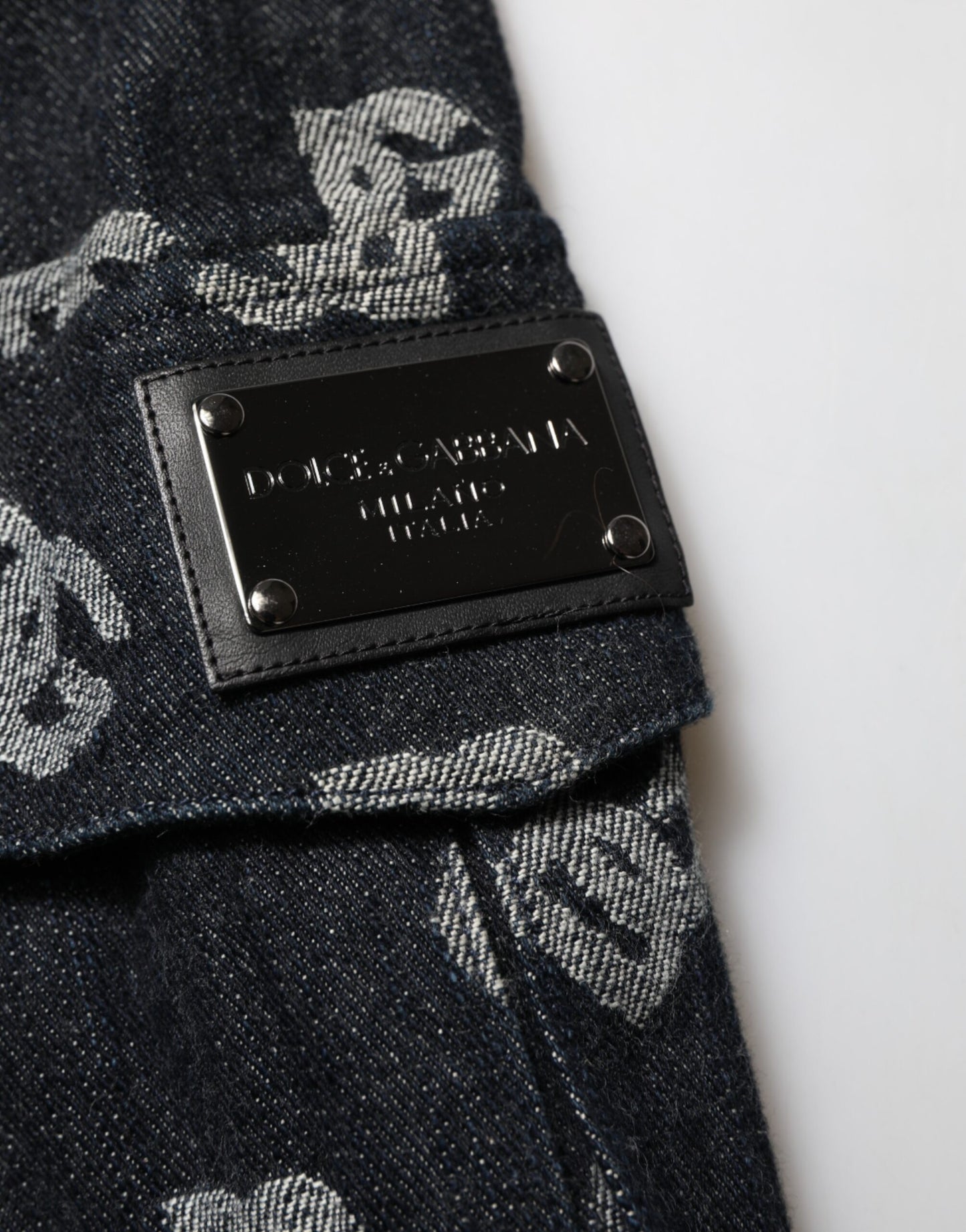 Dolce & Gabbana Black Monogram Denim Cargo Men Bermuda Short Mens Shorts