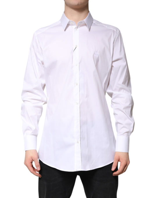 Dolce & Gabbana White Cotton Collared GOLD FormalDress Shirt Mens T-Shirt