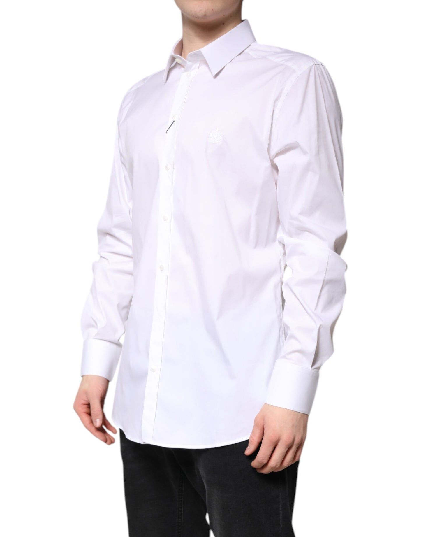 Dolce & Gabbana White Cotton Collared GOLD FormalDress Shirt Mens T-Shirt