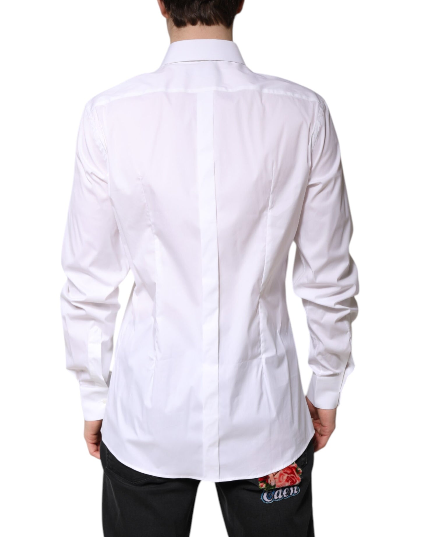 Dolce & Gabbana White Cotton Collared GOLD FormalDress Shirt Mens T-Shirt