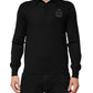 Dolce & Gabbana Black Logo Patch Collared Pullover Sweater Mens Sweater Mens T-Shirt