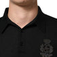 Dolce & Gabbana Black Logo Patch Collared Pullover Sweater Mens Sweater Mens T-Shirt