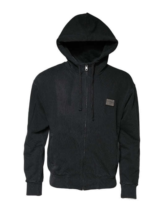 Dolce & Gabbana Black Logo FullZip Hooded Sweatshirt Sweater Mens Sweater Mens T-Shirt