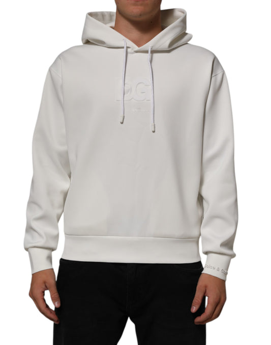 Dolce & Gabbana White Logo Hooded Men Sweatshirt  Sweater Mens Sweater Mens T-Shirt