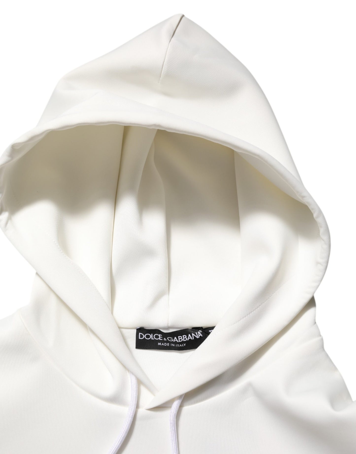 Dolce & Gabbana White Logo Hooded Men Sweatshirt  Sweater Mens Sweater Mens T-Shirt