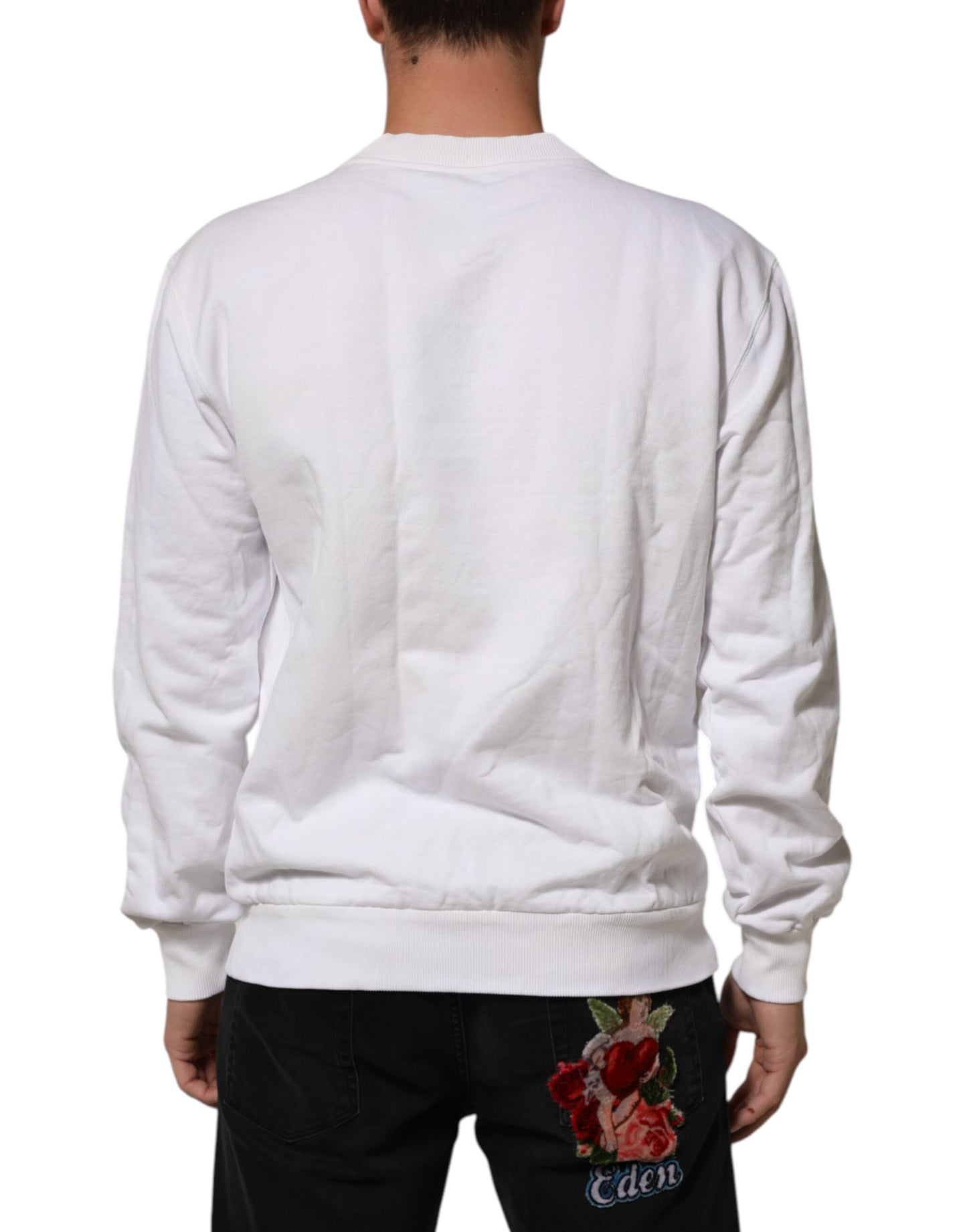 Dolce & Gabbana White Embossed Logo Men Sweatshirt Sweater Mens Sweater Mens T-Shirt
