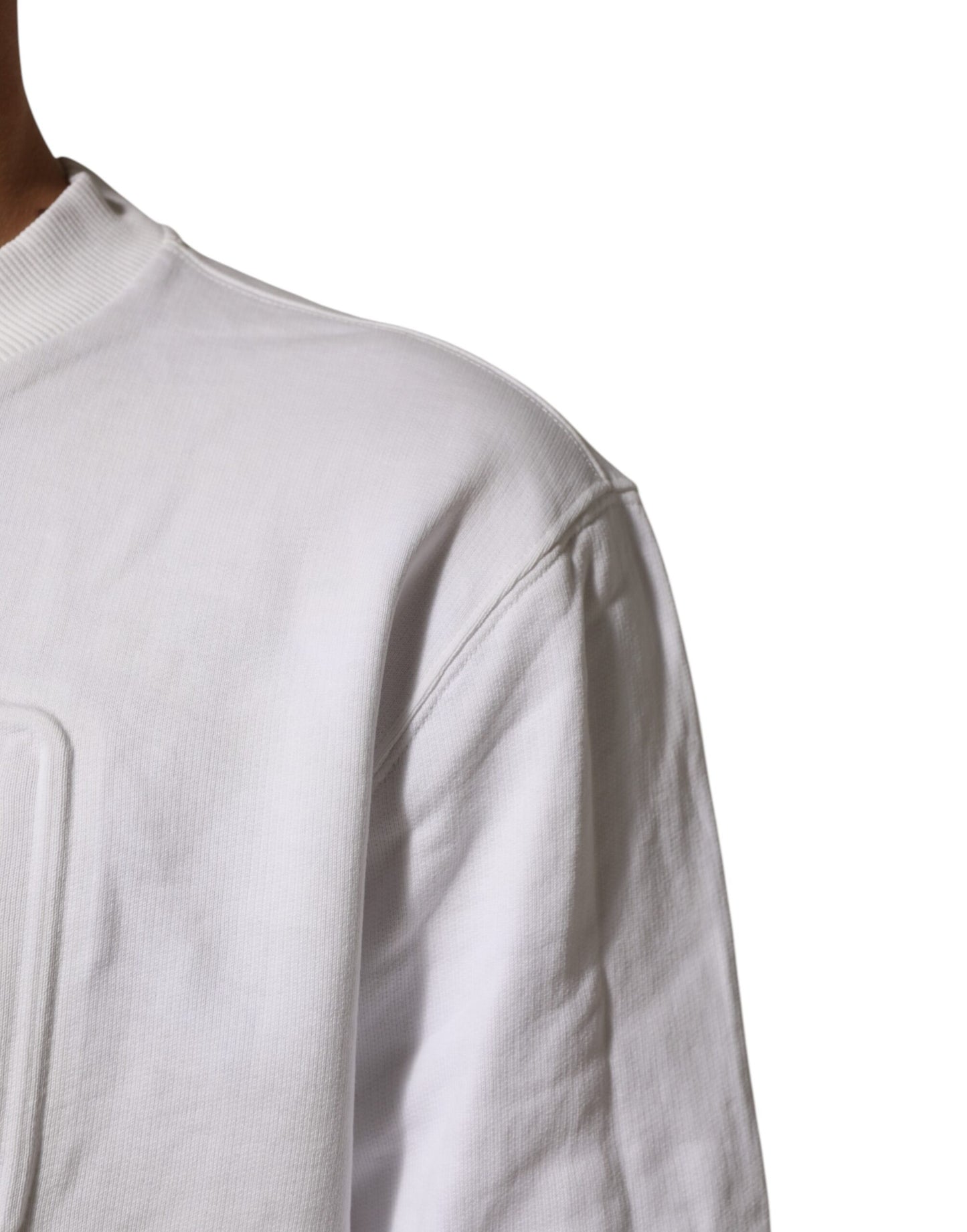 Dolce & Gabbana White Embossed Logo Men Sweatshirt Sweater Mens Sweater Mens T-Shirt