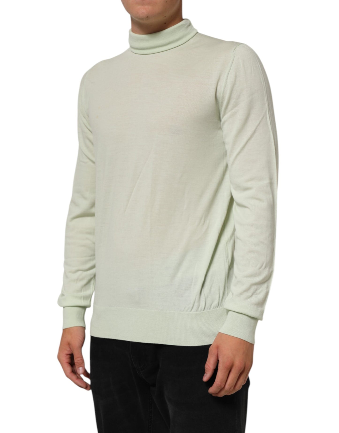 Dolce & Gabbana Light Green Logo TurtleNeck Pullover Sweater Mens Sweater Mens T-Shirt