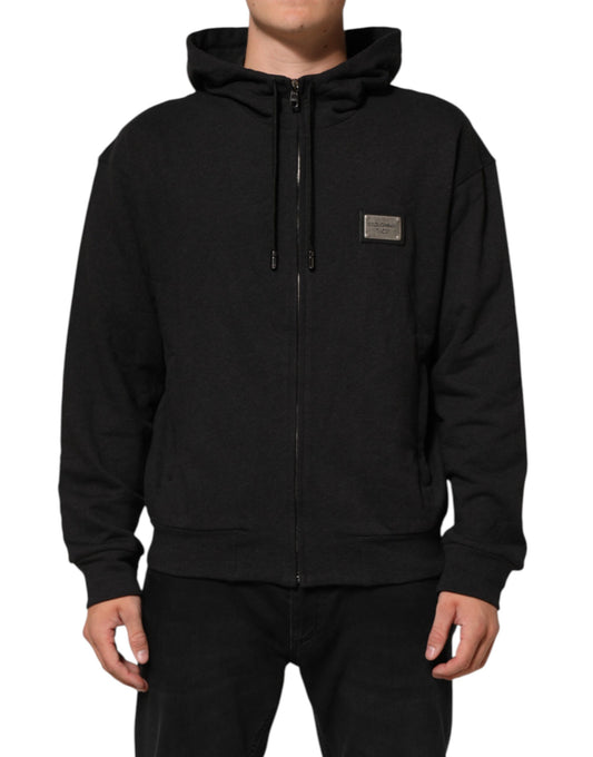 Dolce & Gabbana Black Logo FullZip Hooded Sweatshirt Sweater Mens Sweater Mens T-Shirt