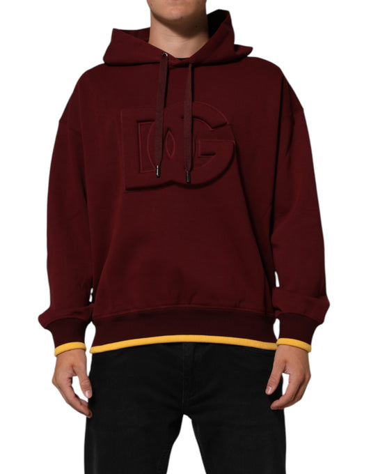 Dolce & Gabbana Maroon Embossed Logo Hooded Sweatshirt Sweater Mens Sweater Mens T-Shirt