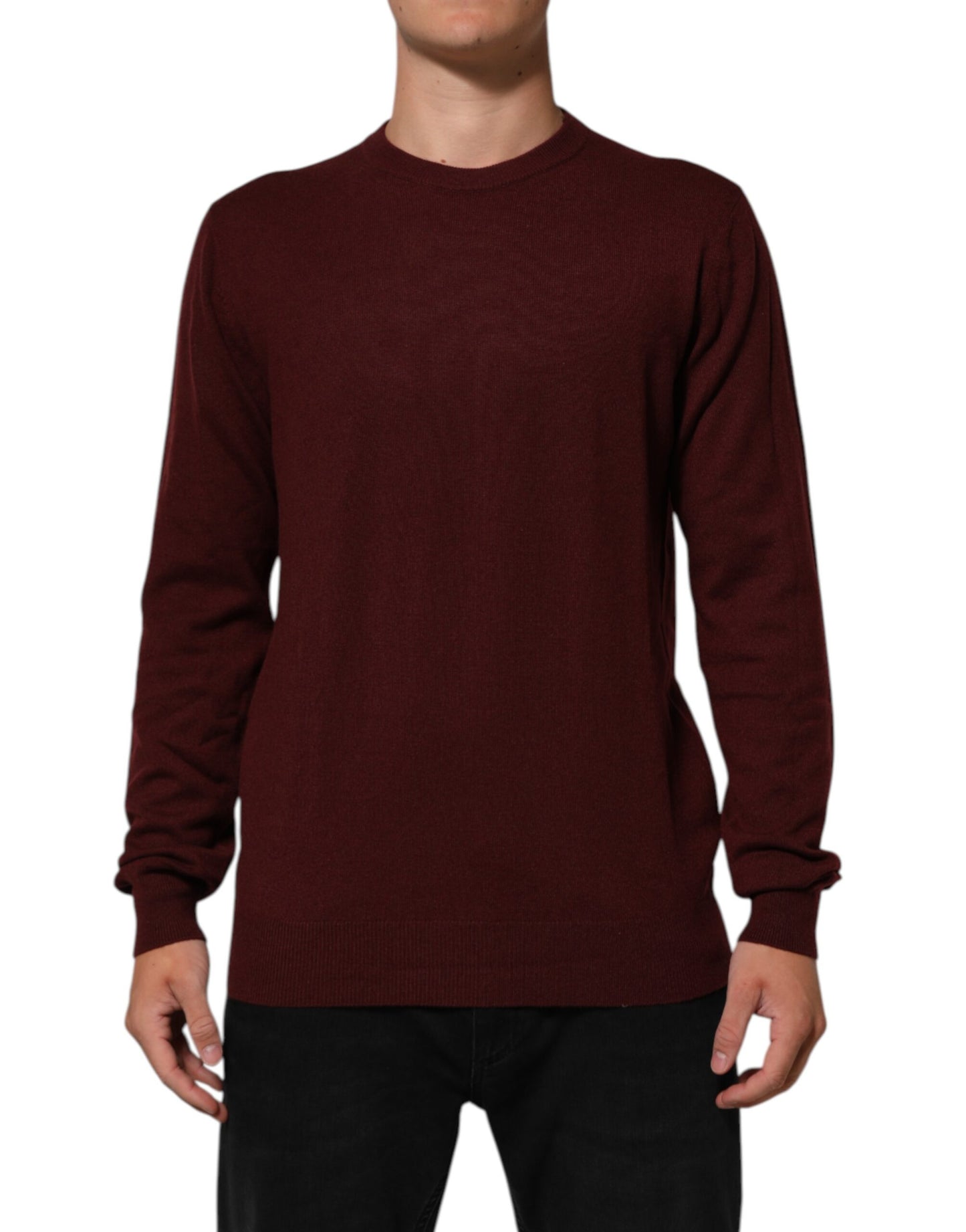 Dolce & Gabbana Maroon Cashmere Crew Neck Pullover Sweater Mens Sweater Mens T-Shirt