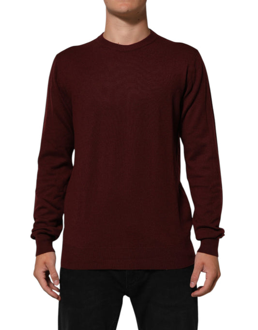 Dolce & Gabbana Maroon Cashmere Crew Neck Pullover Sweater Mens Sweater Mens T-Shirt