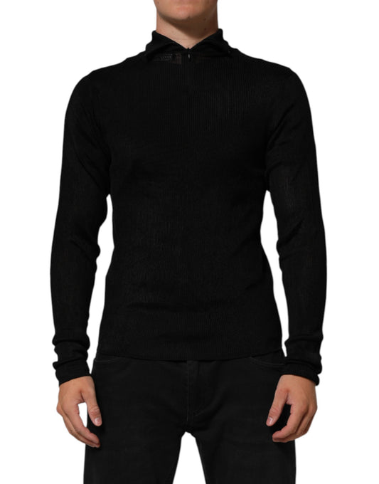 Dolce & Gabbana Black Viscose Turtle Neck Pullover Sweater Mens Sweater Mens T-Shirt