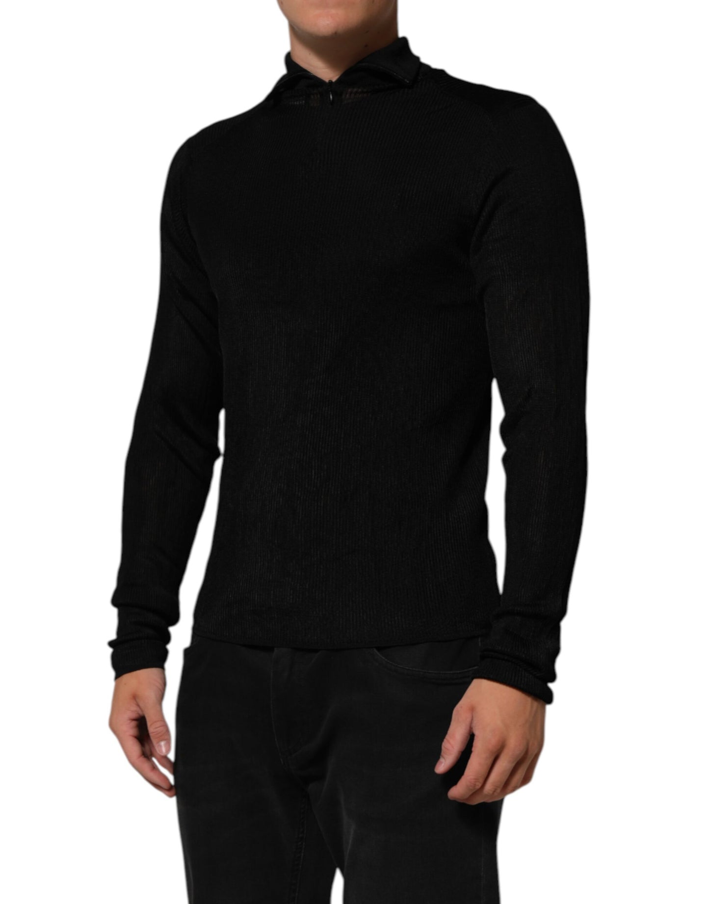 Dolce & Gabbana Black Viscose Turtle Neck Pullover Sweater Mens Sweater Mens T-Shirt