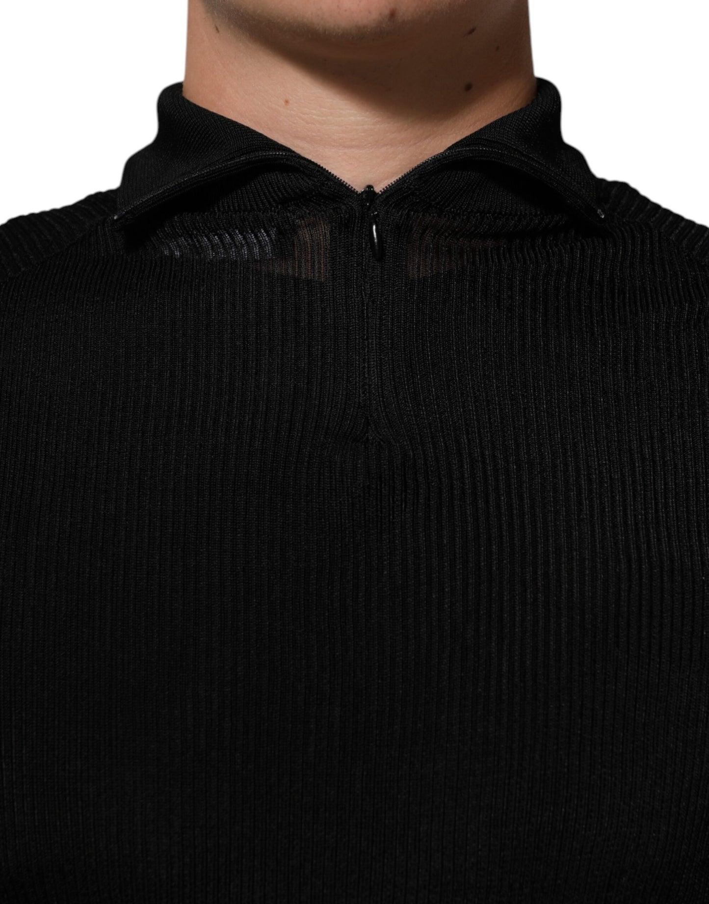 Dolce & Gabbana Black Viscose Turtle Neck Pullover Sweater Mens Sweater Mens T-Shirt