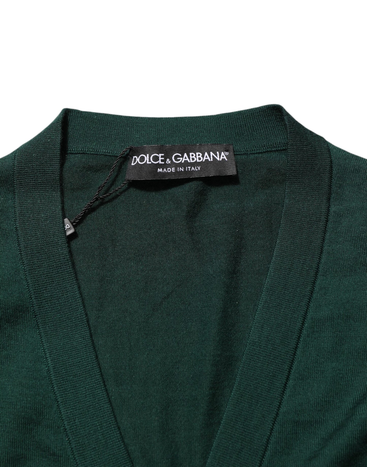 Dolce & Gabbana Dark Green Button Down Men Cardigan Sweater Mens Sweater Mens T-Shirt