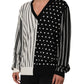 Dolce & Gabbana Black White Stripe Polka V-Neck Pullover Sweater Mens Sweater Mens T-Shirt