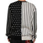 Dolce & Gabbana Black White Stripe Polka V-Neck Pullover Sweater Mens Sweater Mens T-Shirt