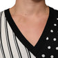Dolce & Gabbana Black White Stripe Polka V-Neck Pullover Sweater Mens Sweater Mens T-Shirt