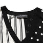 Dolce & Gabbana Black White Stripe Polka V-Neck Pullover Sweater Mens Sweater Mens T-Shirt