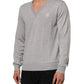 Dolce & Gabbana Gray Wool Knit Logo V-Neck Pullover Sweater Mens Sweater Mens T-Shirt