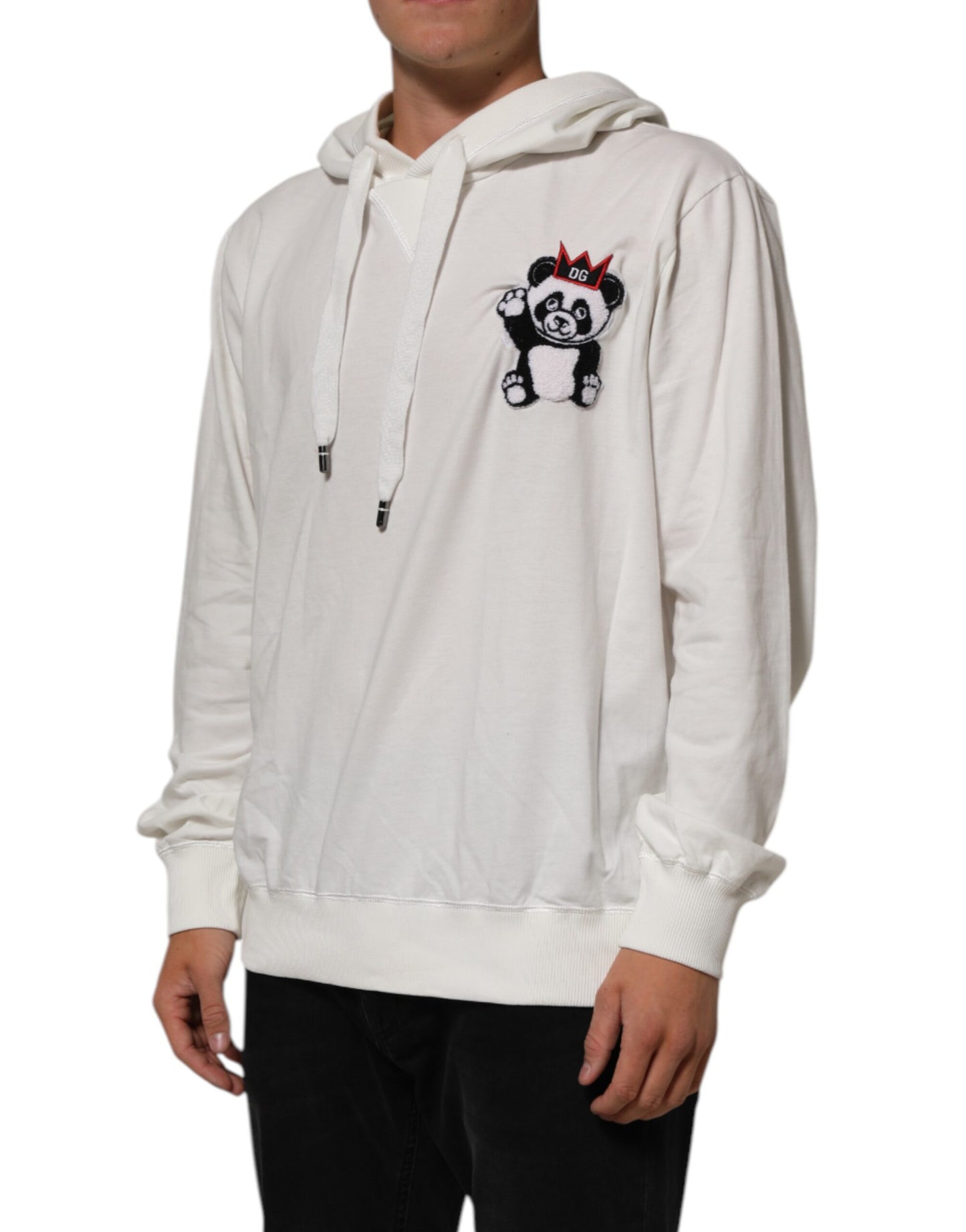 Dolce & Gabbana Off White Cotton Panda Hooded Sweatshirt Sweater Mens Sweater Mens T-Shirt