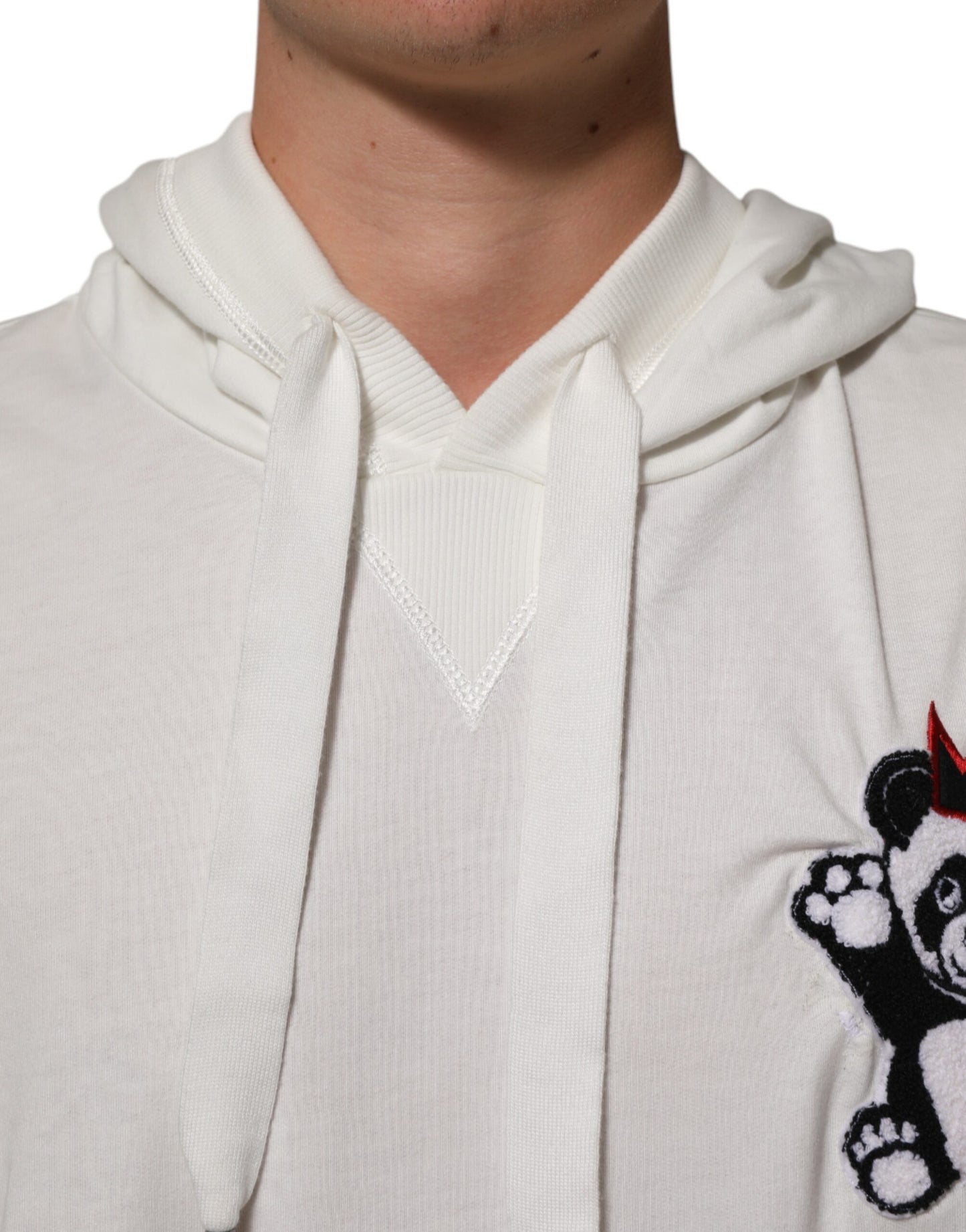 Dolce & Gabbana Off White Cotton Panda Hooded Sweatshirt Sweater Mens Sweater Mens T-Shirt