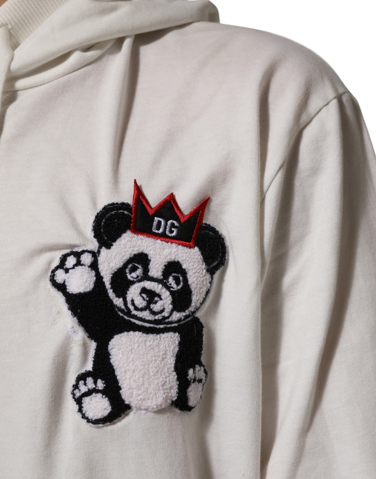 Dolce & Gabbana Off White Cotton Panda Hooded Sweatshirt Sweater Mens Sweater Mens T-Shirt