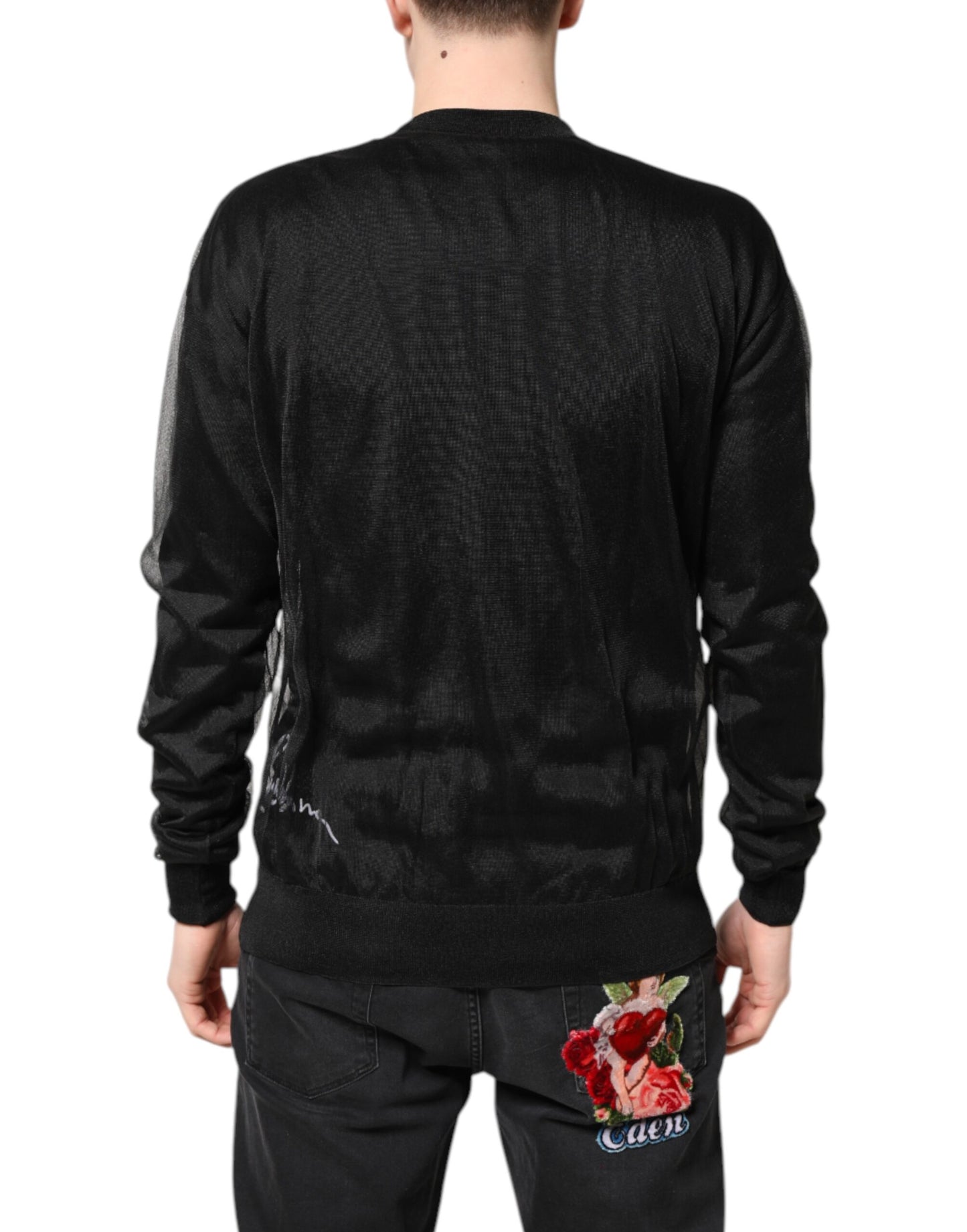 Dolce & Gabbana Black Logo Polyester CrewNeck Sweatshirt Sweater Mens Sweater Mens T-Shirt