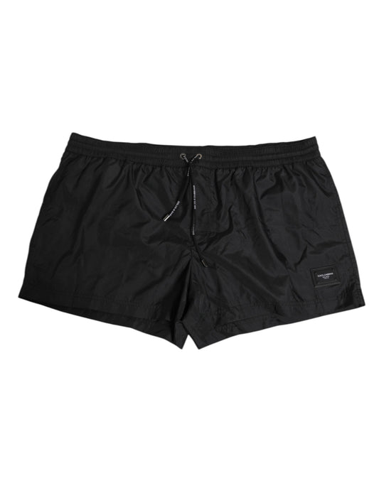 Dolce & Gabbana Black Logo Polyester Beachwear Shorts Swimwear Mens Swim