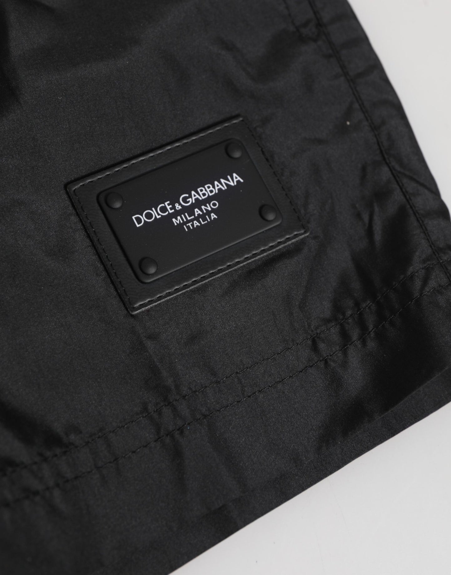 Dolce & Gabbana Black Logo Polyester Beachwear Shorts Swimwear Mens Swim