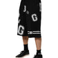 Dolce & Gabbana Black Logo Print Cotton Casual Bermuda Short Mens Shorts