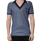 Dolce & Gabbana Blue Collared V-neck Silk Blend Polo T-shirt Mens T-Shirt
